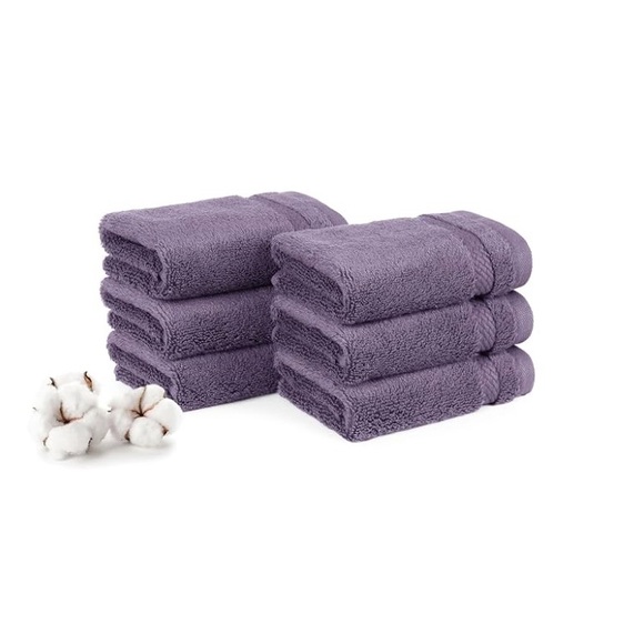 TRIDENT Luxury Hotel Purple 6 Piece Wash Cloth 100% Cotton 12/12” Zero Twist - Picture 1 of 10